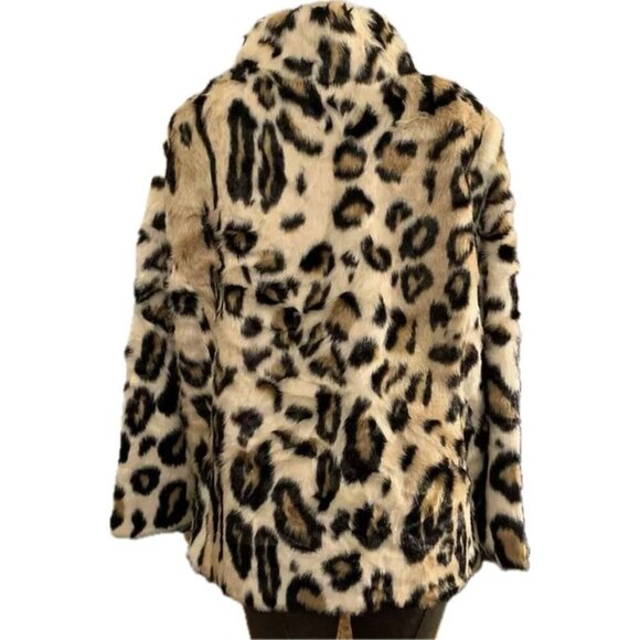 Donna Salyers Fabulous Furs +2X Leopard Print Faux Fur Satin Lined Pockets Coat - Picture 4 of 7